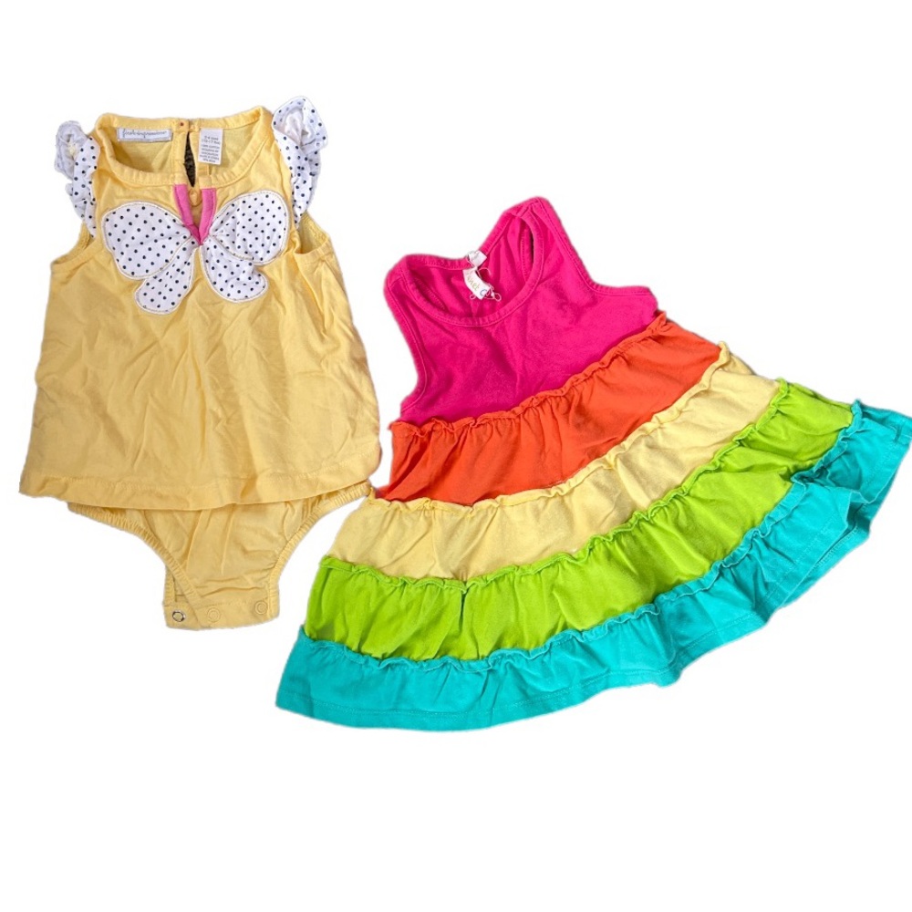 Planet cotton tank dress 6M first impressions onesie dress 3/6M rainbow yellow